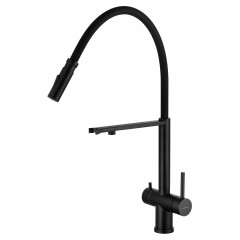 Смеситель для кухни с гибким изливом и подключением фильтра WONZON & WOGHAND, Черный матовый (WW-88458009-MB)