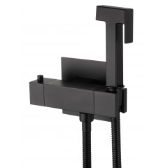 Смеситель с гигиеническим душем и термостатом встраиваемый WONZON & WOGHAND, Черный матовый (WW-88819903-MB)