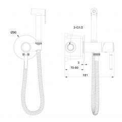 Смеситель с гигиеническим душем встраиваемый WONZON & WOGHAND TOR, Темный графит (WW-88829073-BGM)