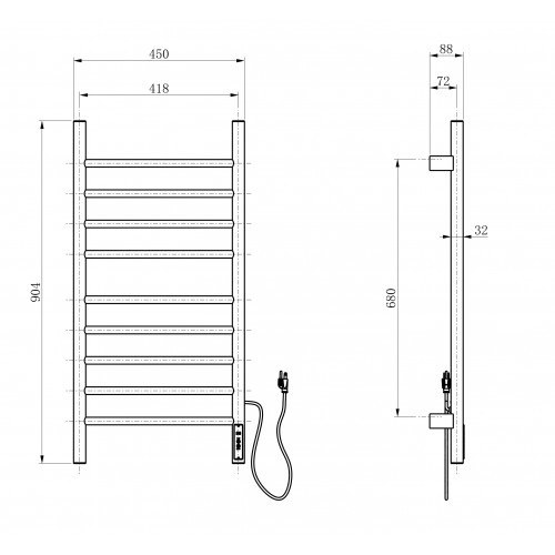 Полотенцесушитель электрический WONZON & WOGHAND BONN, Брашированный никель (WW-AL409-BR)
