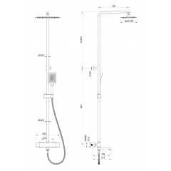 Душевая система с термостатом WONZON & WOGHAND, Брашированное золото (WW-88739901-BG)