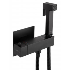 Смеситель с гигиеническим душем и термостатом встраиваемый WONZON & WOGHAND, Черный матовый (WW-88819903-MB)