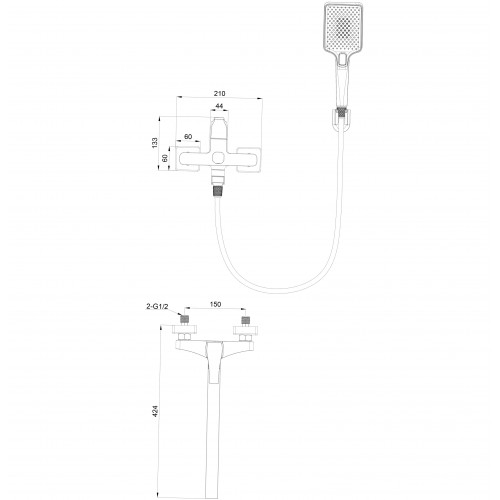 Смеситель для ванны WONZON & WOGHAND FLEX, Брашированное золото (WW-639906-BG)