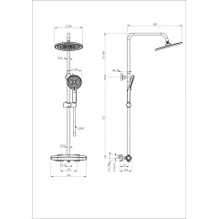 Душевая система с термостатом WONZON & WOGHAND NEO, Темный графит (WW-B3045-A-BGG)