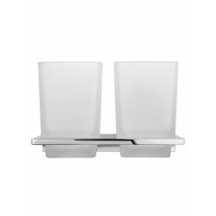 Два стакана для зубных щеток с держателем WONZON & WOGHAND ECLIPSE, Хром (WW-9128)