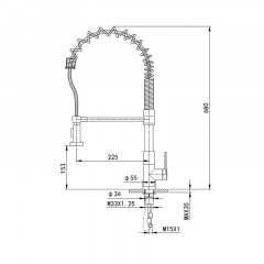Смеситель для кухни высокий с выдвижным изливом WONZON & WOGHAND Хром (WW-422903-CR)