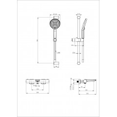 Смеситель для ванны с душевым гарнитуром и термостатом WONZON & WOGHAND, Брашированное золото (WW-C2021-A-BG)