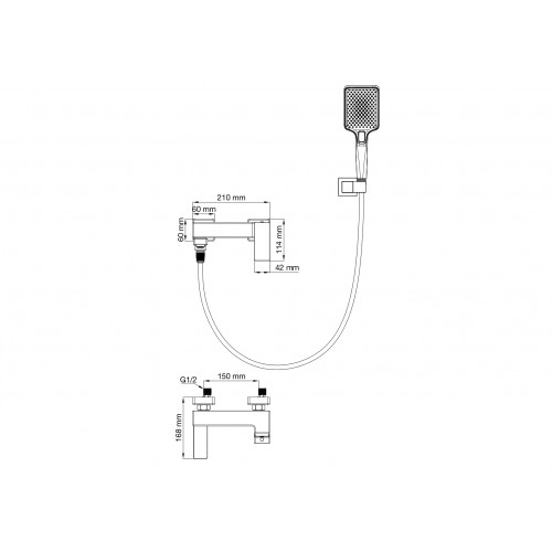 Смеситель для ванны с душем WONZON & WOGHAND CUBE 2.0, Хром (WW-88037068-CR)