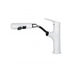 Смеситель для раковины с выдвижным изливом WONZON & WOGHAND, Белый матовый (WW-AE4151-MW)