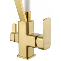 Смеситель для кухни с гибким изливом и подключением фильтра WONZON & WOGHAND, Брашированное золото (WW-88458013-BG(MW))