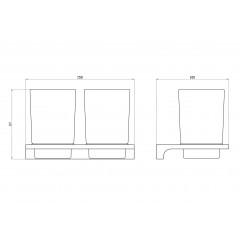 Два стакана для зубных щеток с держателем WONZON & WOGHAND ECLIPSE, Хром (WW-9128)