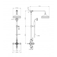 Душевая система с термостатом WONZON & WOGHAND RETRO, Темный графит (WW-B3041-BGG)