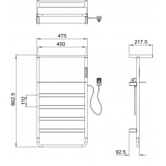 Полотенцесушитель электрический WONZON & WOGHAND DÜSSELDORF, Темный графит (WW-A208-GM)