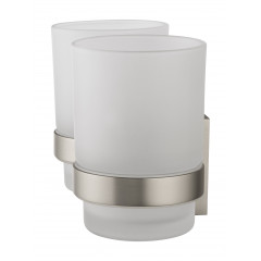 Два стакана для зубных щеток с держателем WONZON & WOGHAND POLO, Брашированный никель (WW-8928-BN)