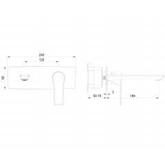 Смеситель для раковины встраиваемый WONZON & WOGHAND BRILLIANT, Темный графит (WW-88869079-BGM)