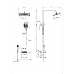 Душевая система с термостатом WONZON & WOGHAND MUSE Legato, Черный матовый (WW-B4129-MB)