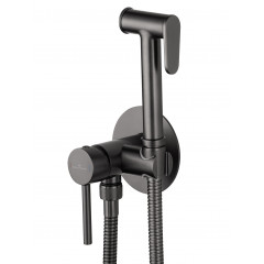 Смеситель с гигиеническим душем встраиваемый WONZON & WOGHAND STICK, Темный графит (WW- 88829902-BGM)