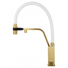 Смеситель для кухни с гибким изливом и подключением фильтра WONZON & WOGHAND, Брашированное золото (WW-88458013-BG(MW))