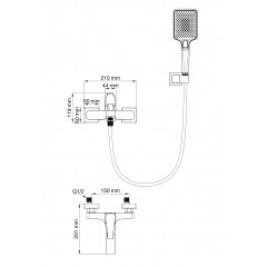 Смеситель для ванны с душем WONZON & WOGHAND FLEX, Брашированное золото (WW-88037072-BG)