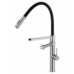 Смеситель для кухни с гибким изливом и подключением фильтра WONZON & WOGHAND, Брашированный никель (WW-88458007-BN)