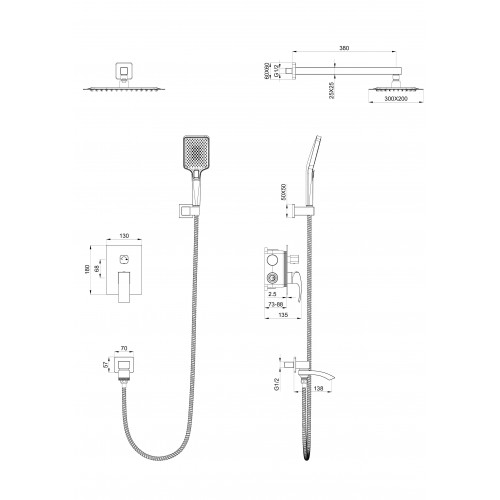 Душевая система встраиваемая WONZON & WOGHAND FIT, Хром (WW-88939009A-CR)