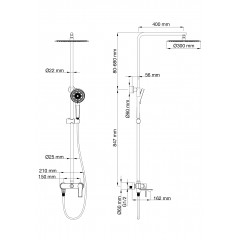 Душевая система WONZON & WOGHAND BRILLIANT, Брашированное золото (WW-88047079-BG)