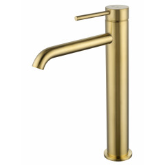 Смеситель для раковины высокий WONZON & WOGHAND STICK, Брашированное золото (WW-88239017- BG)