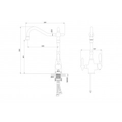 Смеситель для кухни c подключением фильтра WONZON & WOGHAND, Хром (WW-88458006-CR)