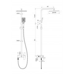 Душевая система WONZON & WOGHAND CUBE, Черный матовый (WW-88739016-MB)
