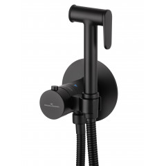 Смеситель с гигиеническим душем и термостатом встраиваемый WONZON & WOGHAND, Черный матовый (WW-88829909-MB)