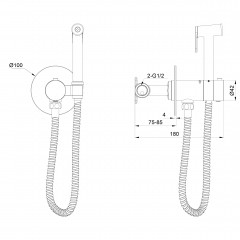 Смеситель с гигиеническим душем и термостатом встраиваемый WONZON & WOGHAND, Черный матовый (WW-88829909-MB)