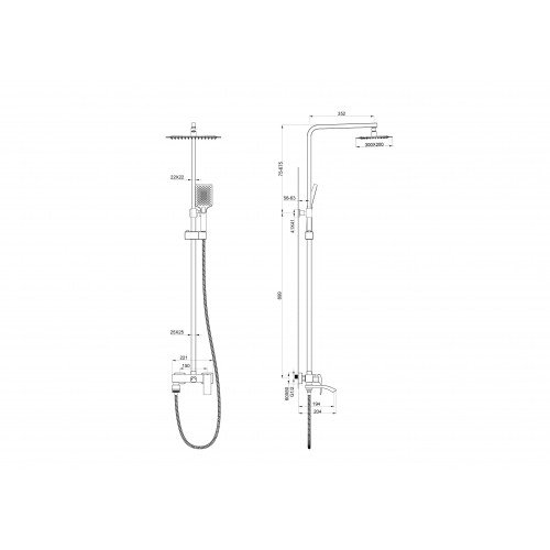 Душевая система WONZON & WOGHAND FIT, Брашированное золото (WW-88739009-BG)