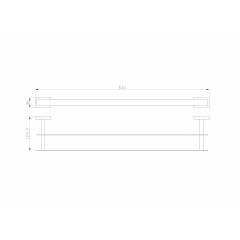 Полотенцедержатель двойной WONZON & WOGHAND FLAT, Хром (WW-9711-60CM)