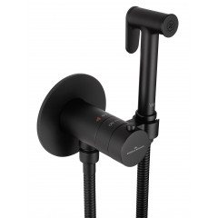 Смеситель с гигиеническим душем и термостатом встраиваемый WONZON & WOGHAND, Черный матовый (WW-88829909-MB)