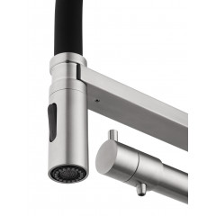 Смеситель для кухни с гибким изливом и подключением фильтра WONZON & WOGHAND, Брашированный никель (WW-88458007-BN)