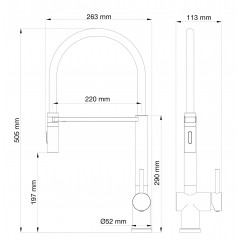 Смеситель для кухни с гибким изливом WONZON & WOGHAND, Темный графит (WW-88438003-BGM)