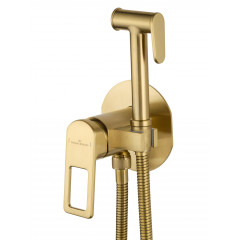 Смеситель с гигиеническим душем встраиваемый WONZON & WOGHAND FRAME, Брашированное золото (WW-88829010-BG)