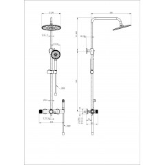 Душевая система с техническим душем и термостатом WONZON & WOGHAND, Брашированное золото (WW-B3097-A-BG)