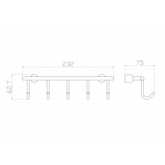 Вешалка с 5 крючками для ванной WONZON & WOGHAND, Хром (WW-9382-5)