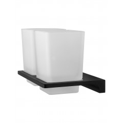 Два стакана для зубных щеток с держателем WONZON & WOGHAND ECLIPSE, Черный (WW-9128-BL)