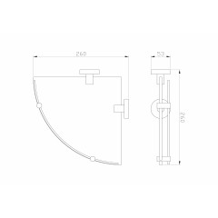 Стеклянная полка для ванной угловая WONZON & WOGHAND EASY, Хром (WW-8117)