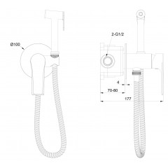 Смеситель с гигиеническим душем встраиваемый WONZON & WOGHAND BRILLIANT, Черный матовый (WW-88829079-MB)