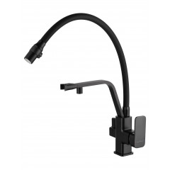Смеситель для кухни с гибким изливом и подключением фильтра WONZON & WOGHAND, Черный матовый (WW-88458013-MB)
