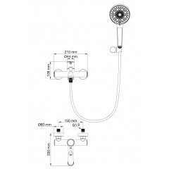 Смеситель для ванны с душем WONZON & WOGHAND TOR, Розовое золото (WW-88037073-RG)