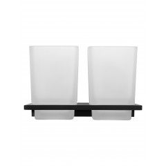 Два стакана для зубных щеток с держателем WONZON & WOGHAND ECLIPSE, Черный (WW-9128-BL)