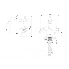 Смеситель для раковины WONZON & WOGHAND RETRO, Глянцевое золото (WW-88139020-PG)
