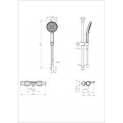 Смеситель для ванны с душевым гарнитуром и термостатом WONZON & WOGHAND Plate, Темный графит (WW-C2017-A-BGG)
