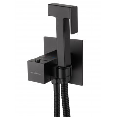 Смеситель с гигиеническим душем и термостатом встраиваемый WONZON & WOGHAND, Черный матовый (WW-88829910-MB)