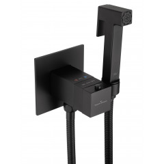 Смеситель с гигиеническим душем и термостатом встраиваемый WONZON & WOGHAND, Черный матовый (WW-88829910-MB)