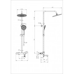 Душевая система с термостатом WONZON & WOGHAND T-1000, Хром (WW-B3057-A-CR)